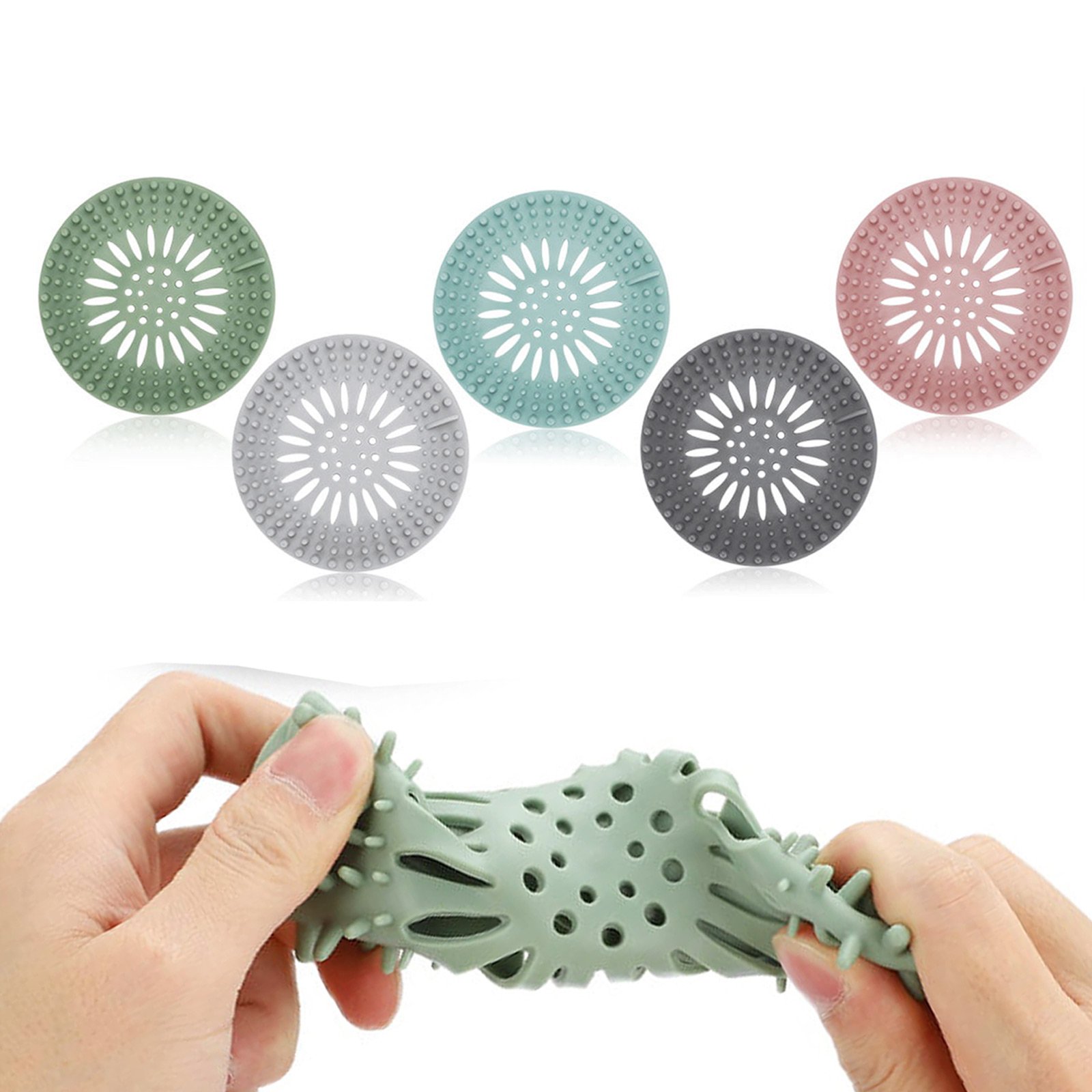Hair Catcher Durable Silicone Hair Stopper Shower Drain Cover Modern Polished Pot Strainer Clip on Silicone Customized Color TPR
