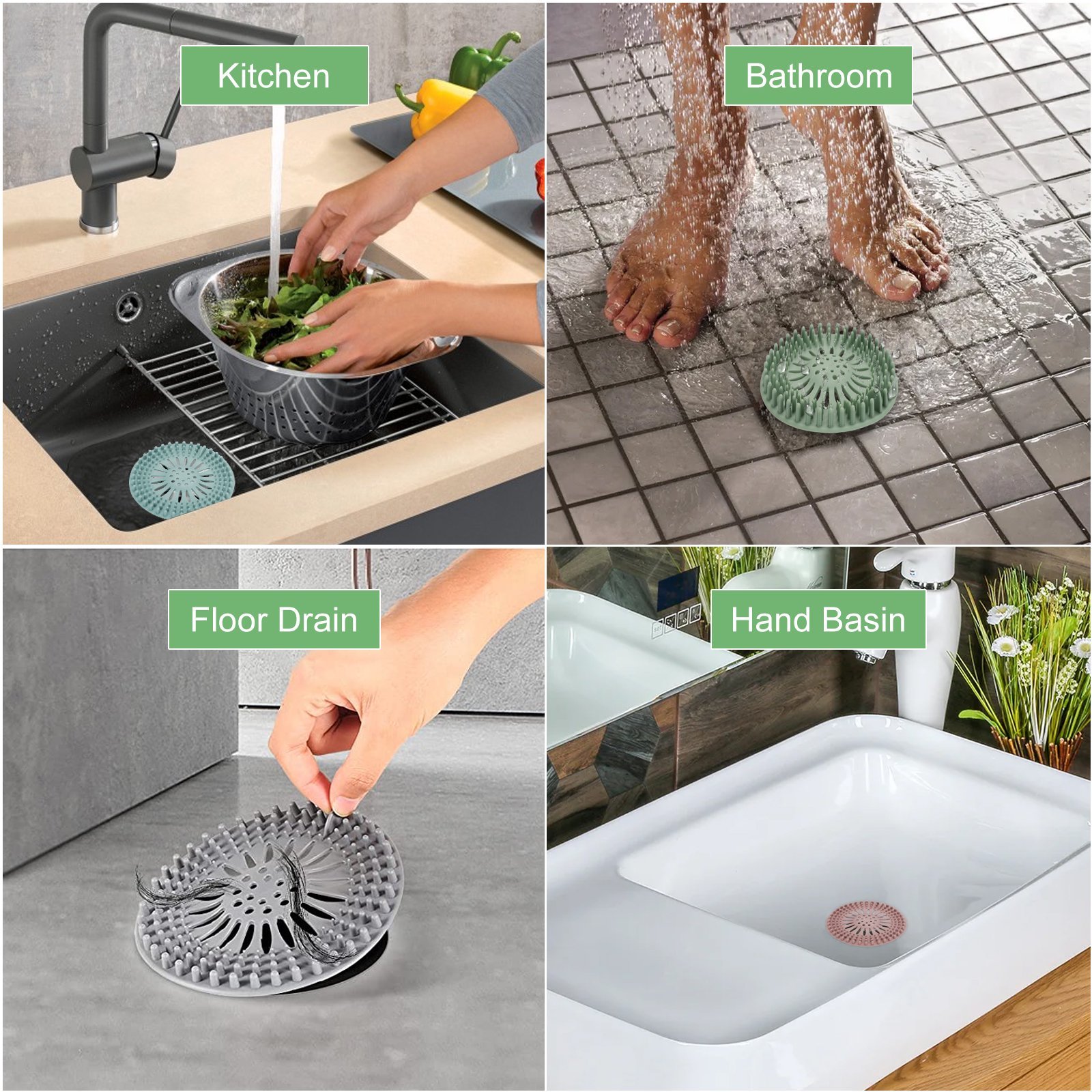 Hair Catcher Durable Silicone Hair Stopper Shower Drain Cover Modern Polished Pot Strainer Clip on Silicone Customized Color TPR