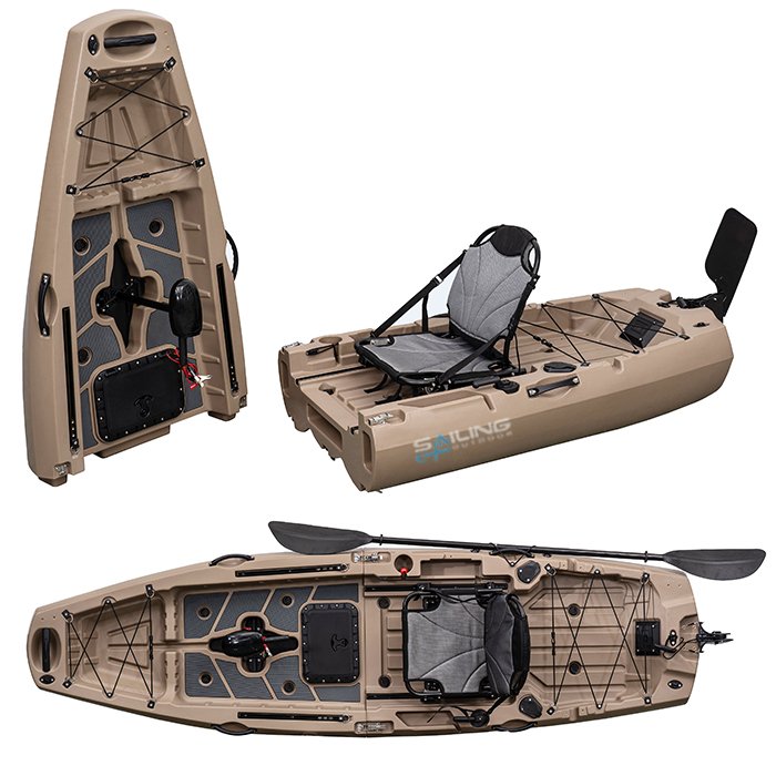 New Designed 3M 1 Person Modular Fishing Kayak with Pedals Detachable Foldable kayak with Electric Motor