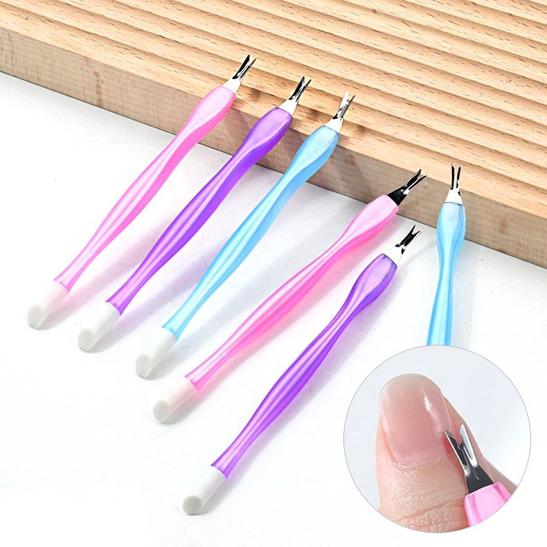 Care Manicure Care Tool Cuticle Remover Pen Nail Pusher Dead Skin Remover Plastic Nail Cleaning Tools Rod