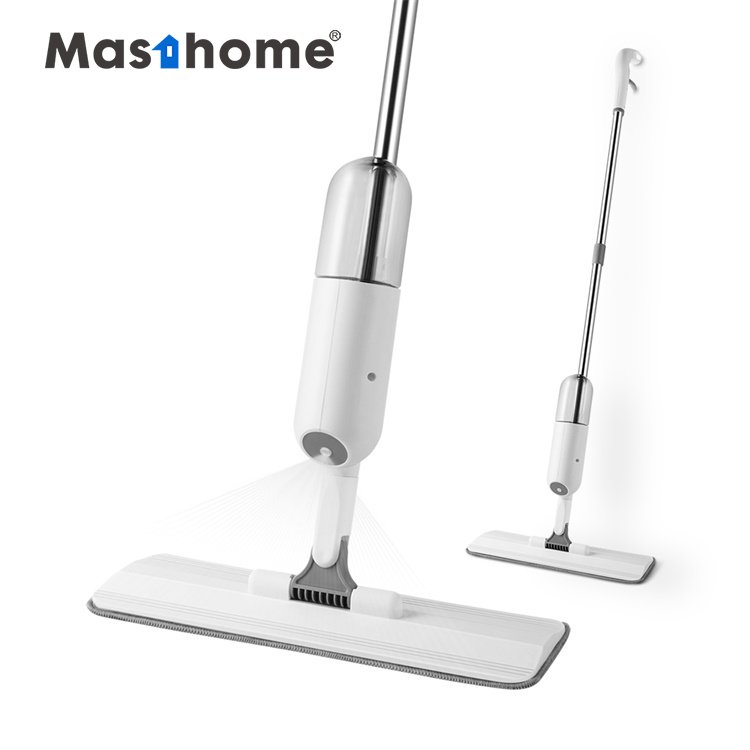 Masthome White Easy Cleaning 3 Section Stainless Steel Handle Microfiber Magic Flat Water Spray Mop