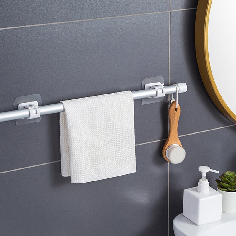 Curtain Accessories ABS Plastic No Drill Curtain Rod Brackets Face Wall Crossbar Hook Self Adhesive Curtain Rod Holders