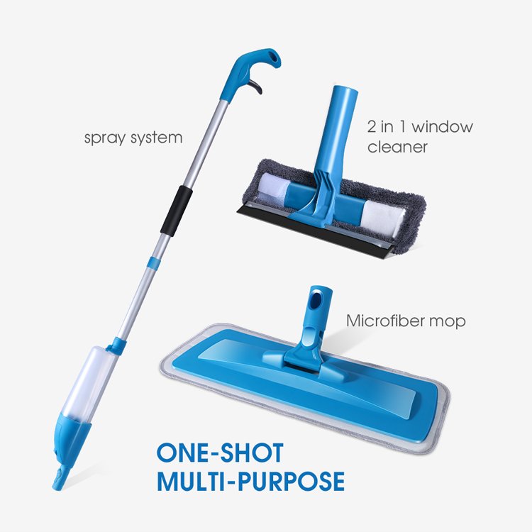 Masthome 2 in 1 Multipurpose Pole with Microfiber Spray Floor Mop And Window cleaning Squeegee