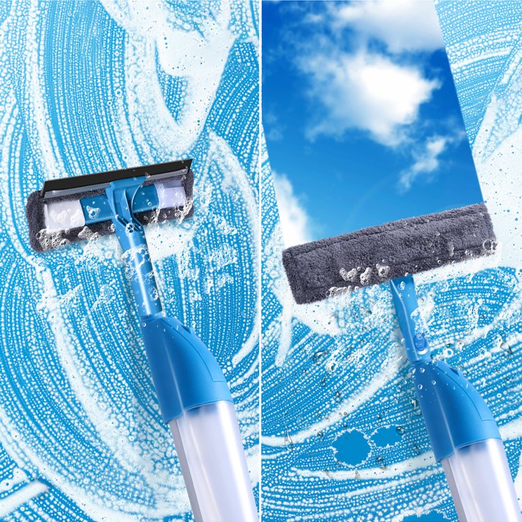 Masthome 2 in 1 Multipurpose Pole with Microfiber Spray Floor Mop And Window cleaning Squeegee