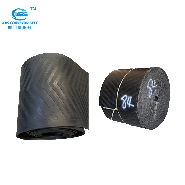 Low MOQ Chinese Supplier EP1200/5 Profiled Chevron Rubber Conveyor Belt For Bulk Material Storage