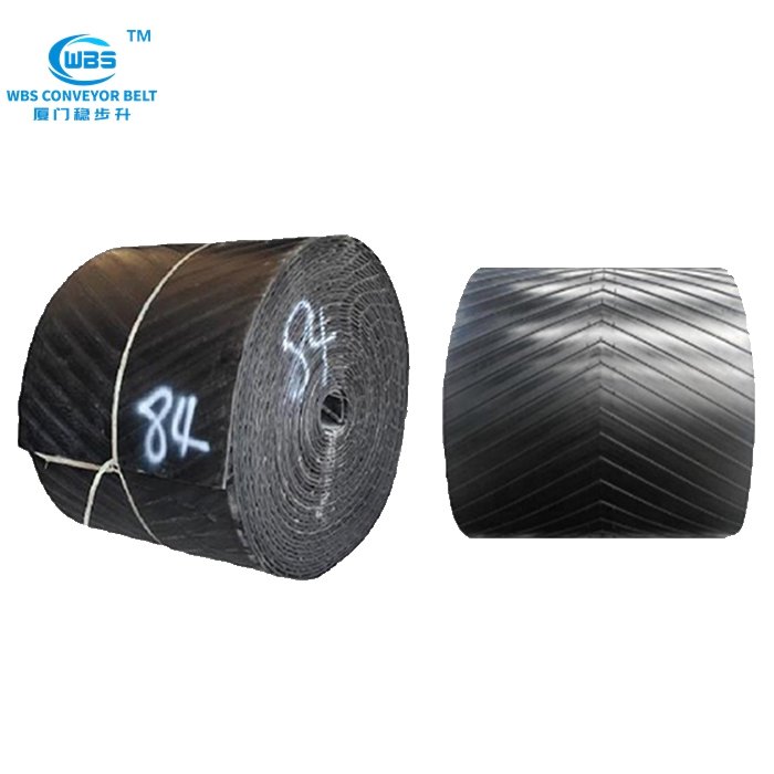 Low MOQ Chinese Supplier EP1200/5 Profiled Chevron Rubber Conveyor Belt For Bulk Material Storage