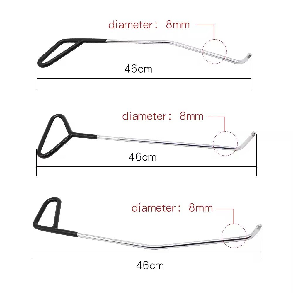 6pcs Hook Kits Dent Removal Hook Rods PDR Paintless Dent Repair Pro Rod Sets