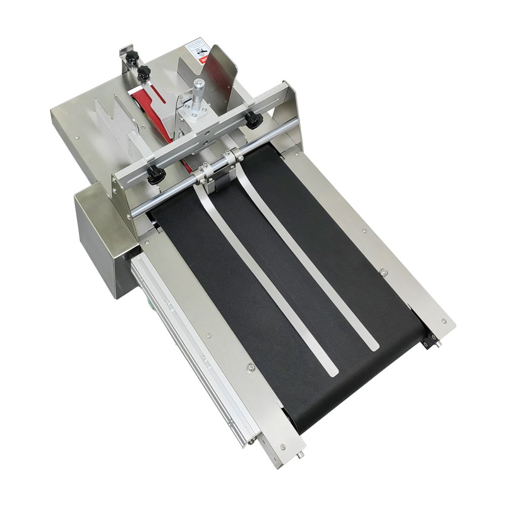 INCODE Mini Automatic Feeder Electric Metal 25cm Roll Cutter Paging Rubber Belt Conveyor Packaging Electric Metal Roll Machine
