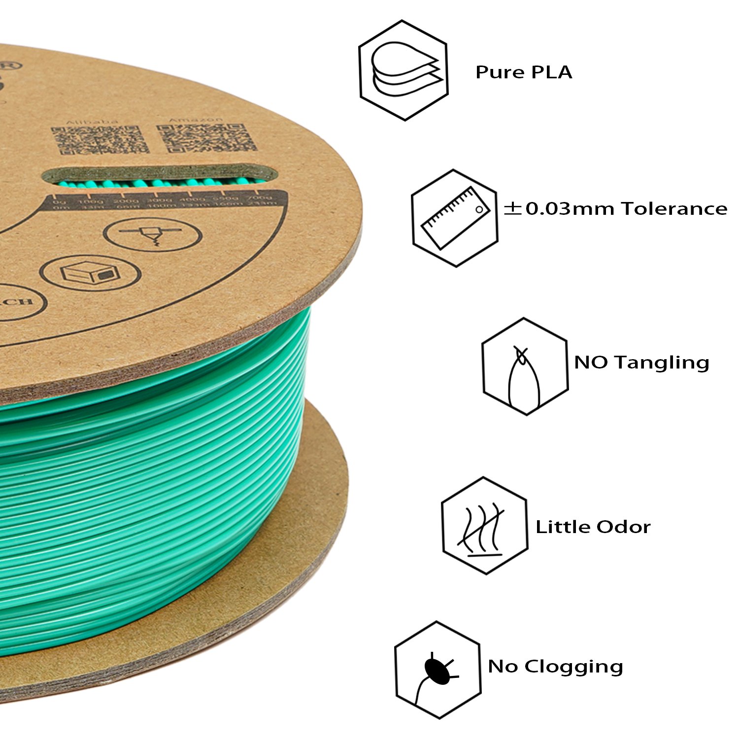 R3D Filament PLA Light Mint 1.75mm 1KG Cardboard spool