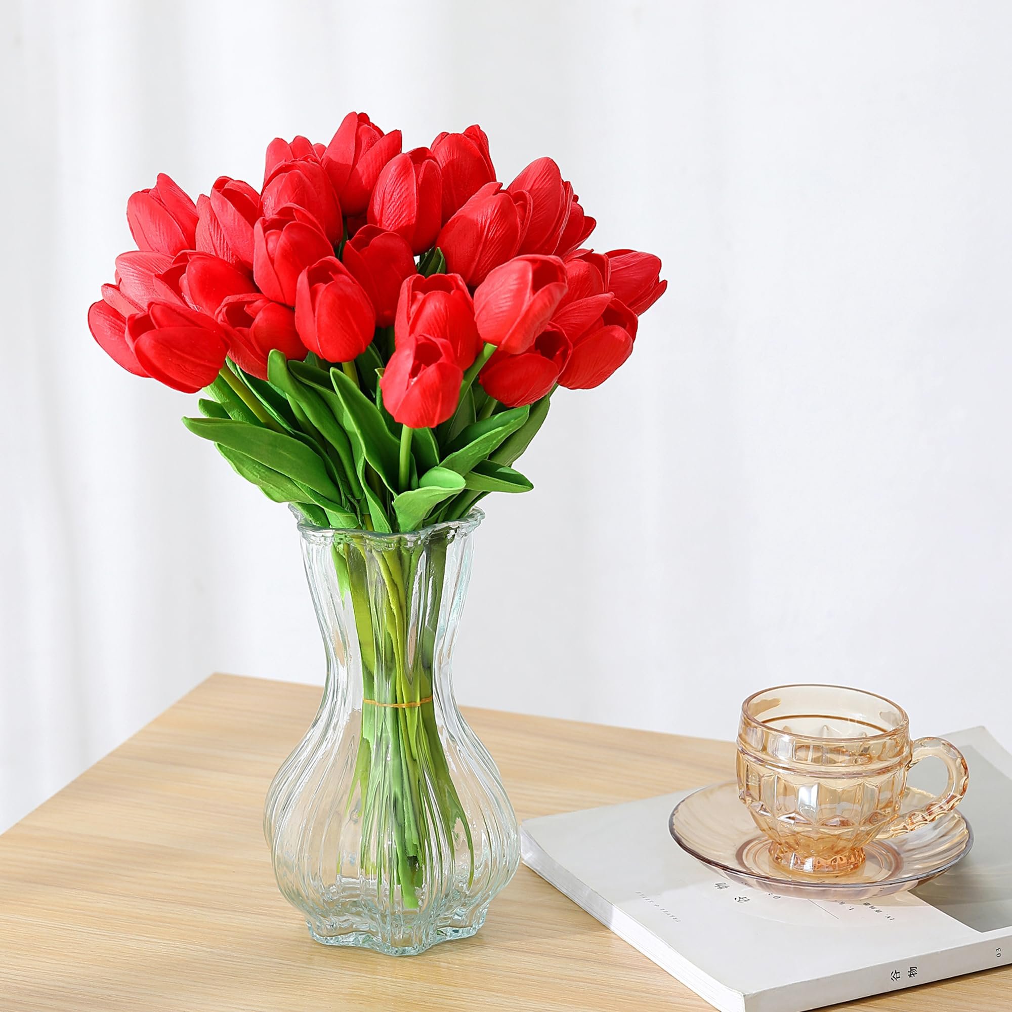 New Arrival tulips artificial real touch flower red tulip bouquet artificial soft rubber feel tulip