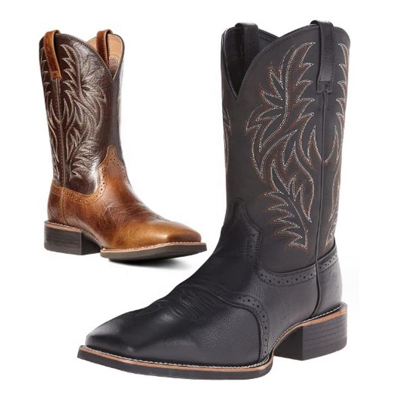 dropshipping 2023 Personality Leather Lined Boots Men' s big Size Western Cowboy Boots Embroidered Men' s riding Boots man