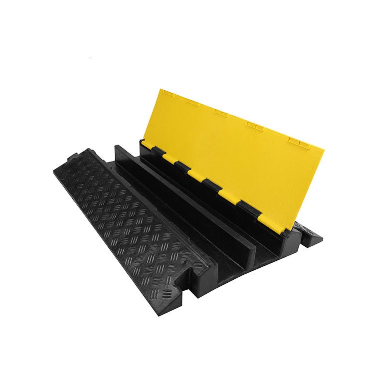 2-Channel Speed Hump Stage Floor Cord Ramp Automotive Rubber Cable Protector Covering