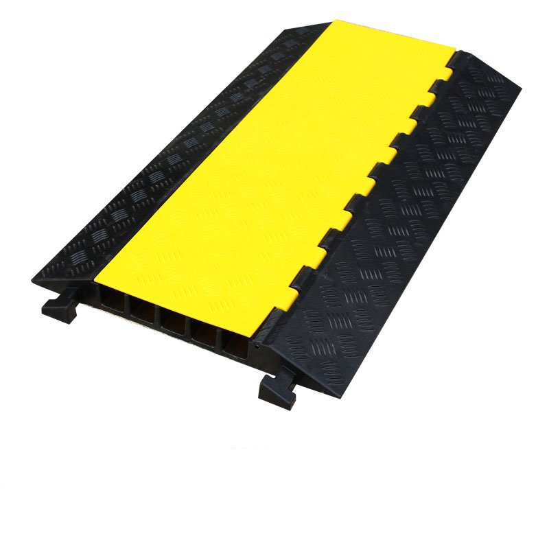 2-Channel Speed Hump Stage Floor Cord Ramp Automotive Rubber Cable Protector Covering