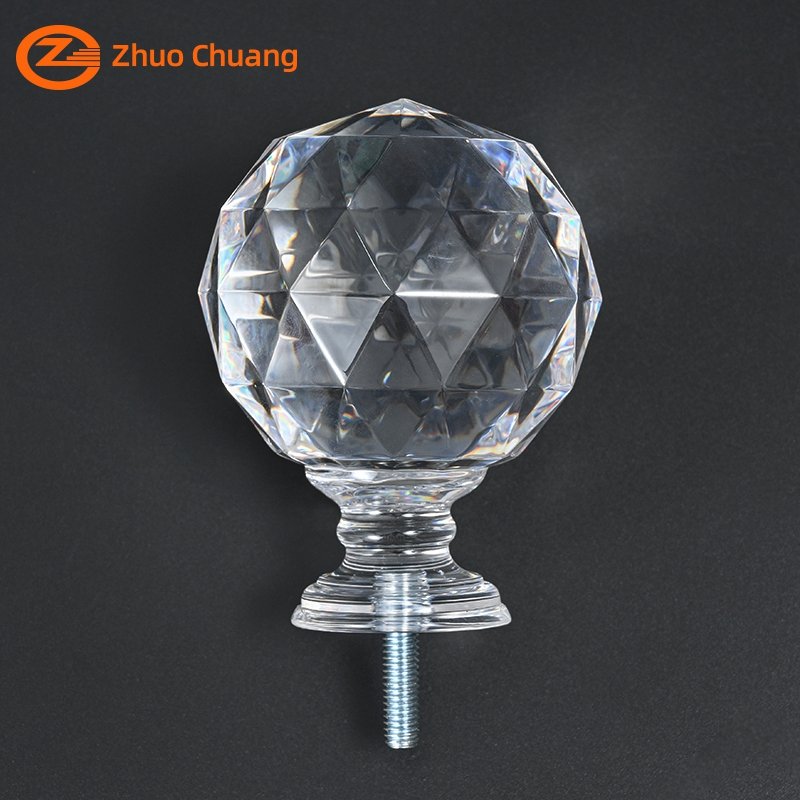 Wholesale Custom Size 64mm*83mm Crystal Curtain rods Finials Acrylic Curtain Accessories for Curtain Rods