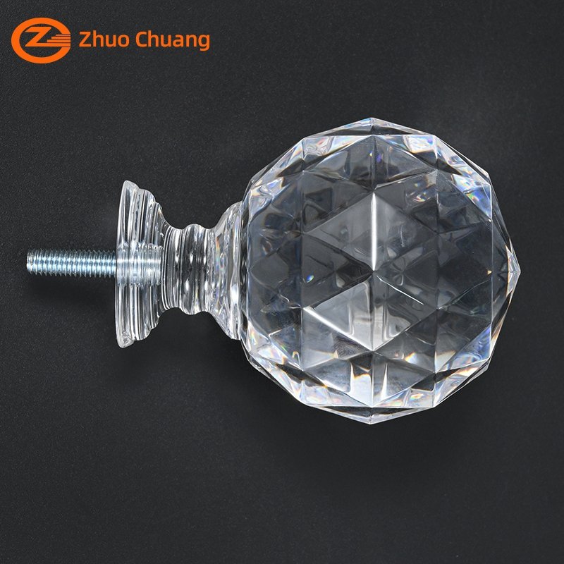 Wholesale Custom Size 64mm*83mm Crystal Curtain rods Finials Acrylic Curtain Accessories for Curtain Rods