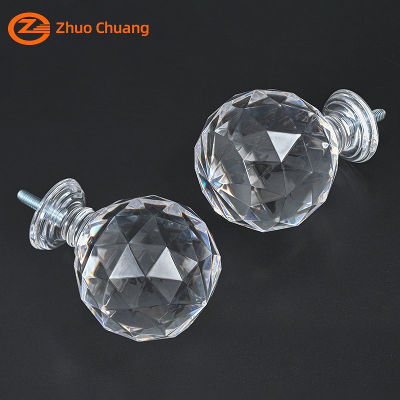 Wholesale Custom Size 64mm*83mm Crystal Curtain rods Finials Acrylic Curtain Accessories for Curtain Rods