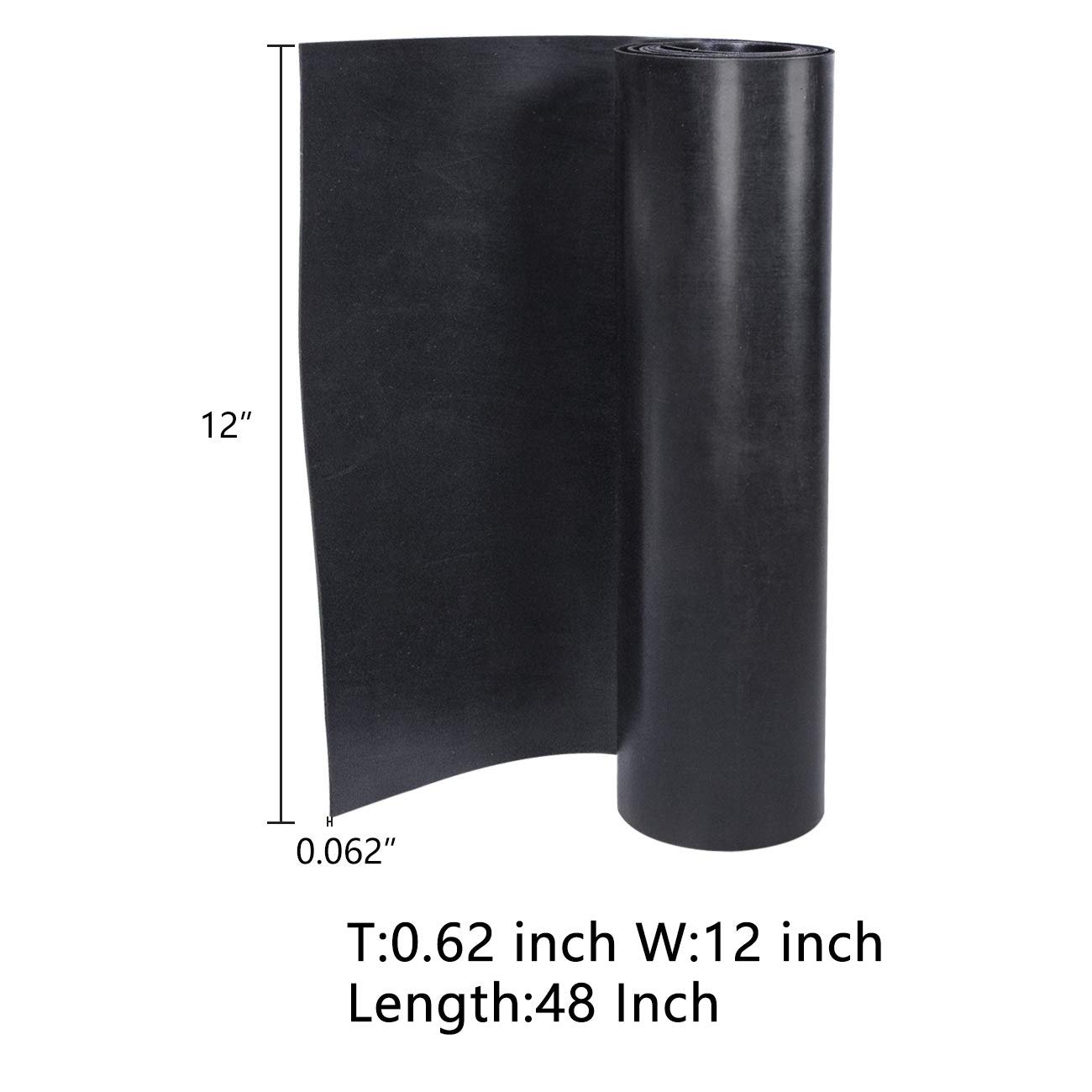 1/16 Inch Thick x 12 Inch Wide x 48 Inch Long Neoprene Rubber Sheet Roll for DIY Gaskets, Pads, Seals, Crafts, Flooring