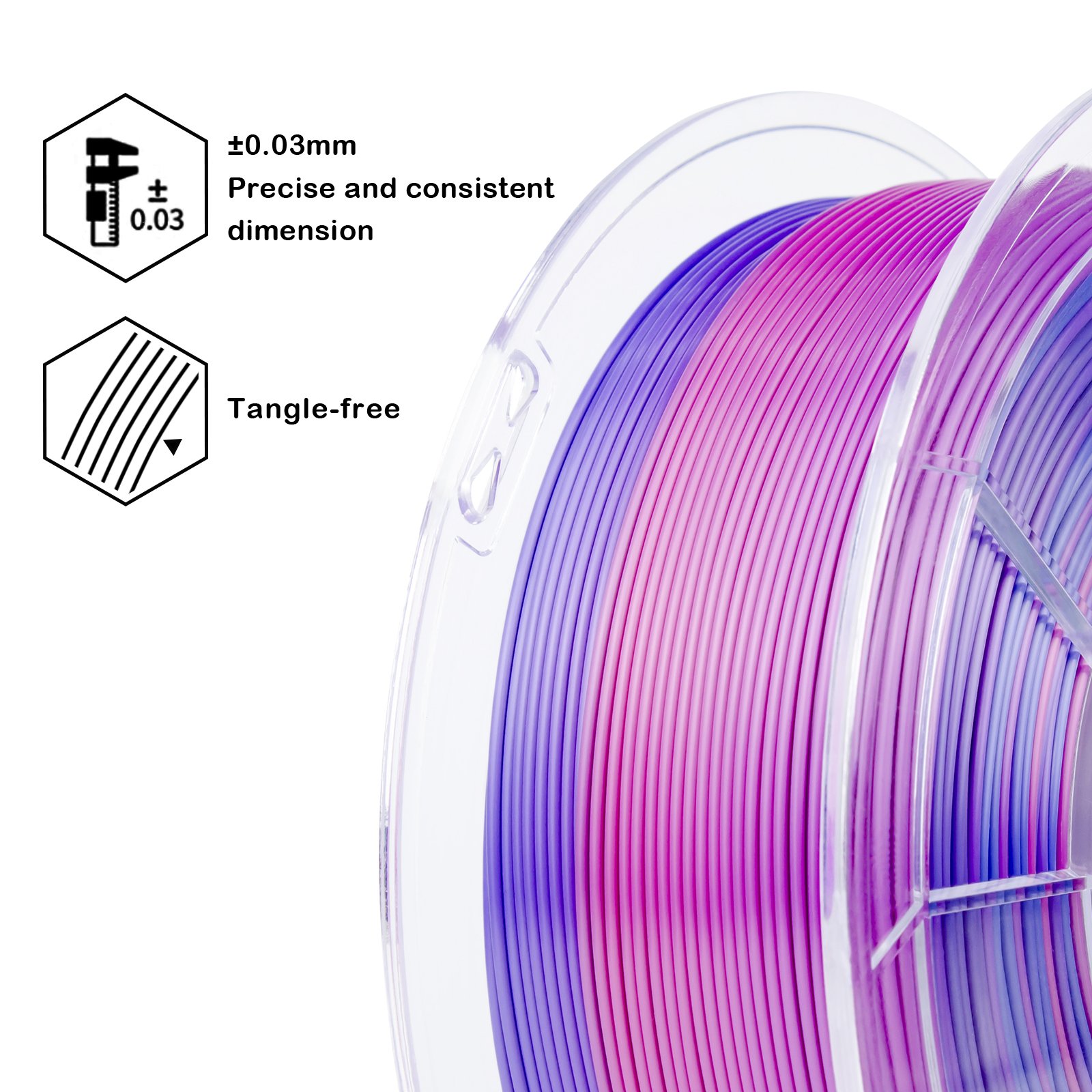 ZIRO 3d Magic Filament Tri Color Silk Pla Filament 3 Colors In 1 3d Printing Plastic Rod 1.75mm 3d Printer Filamento