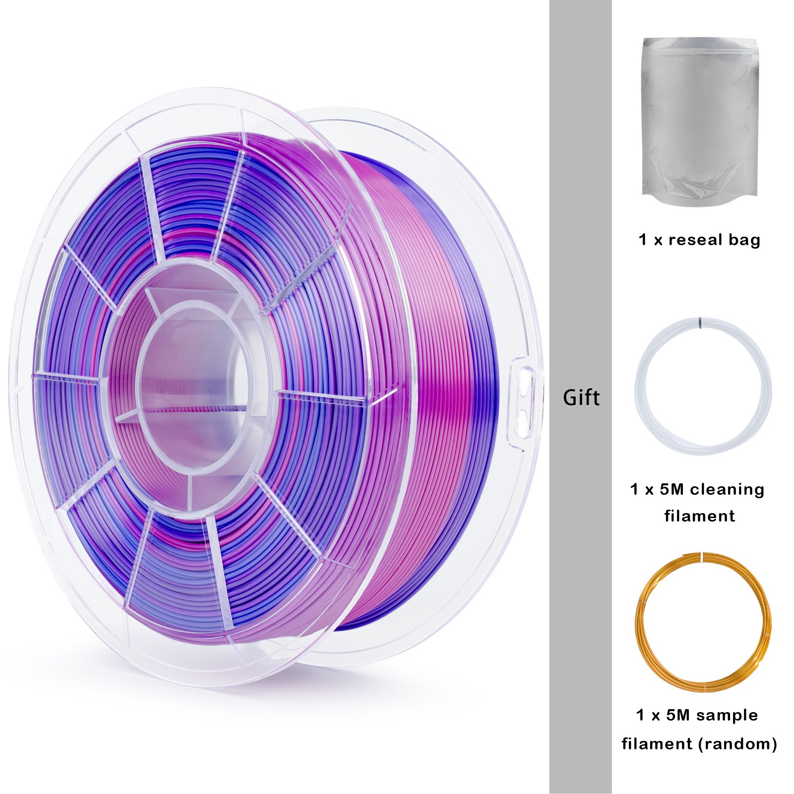 ZIRO 3d Magic Filament Tri Color Silk Pla Filament 3 Colors In 1 3d Printing Plastic Rod 1.75mm 3d Printer Filamento