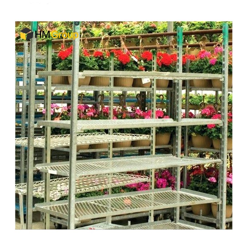 Good quality wire mesh steel rolling storage plant greenhouse shipping transport carts