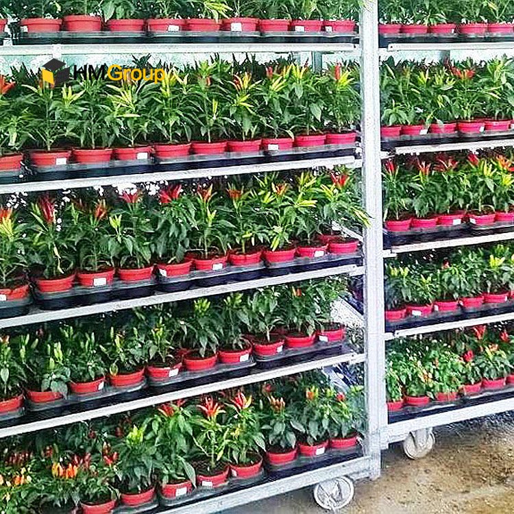 Good quality wire mesh steel rolling storage plant greenhouse shipping transport carts