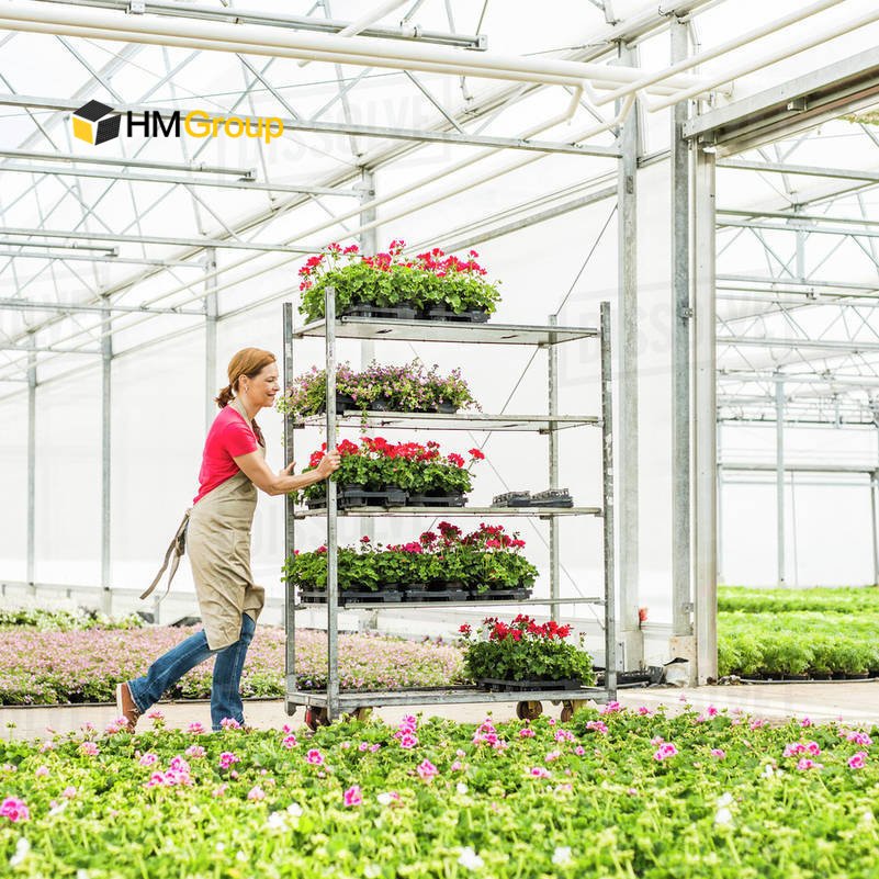 Good quality wire mesh steel rolling storage plant greenhouse shipping transport carts