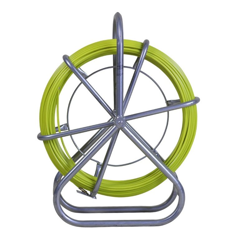12mm Coated Fiberglass Continuous Duct Rodder with Cage and Stand Electrician conduit price FRP puller push pull rod