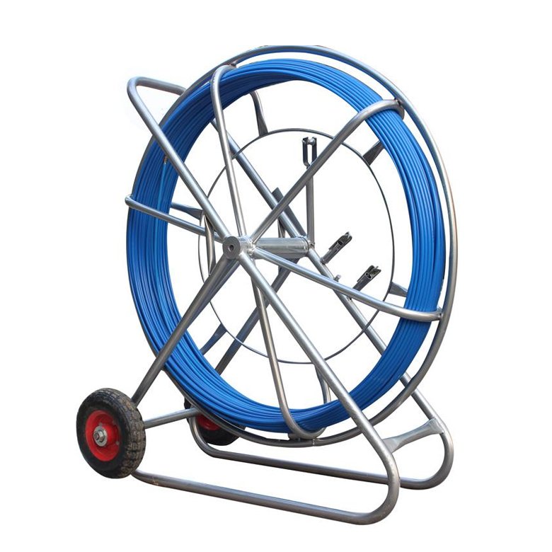 12mm Coated Fiberglass Continuous Duct Rodder with Cage and Stand Electrician conduit price FRP puller push pull rod