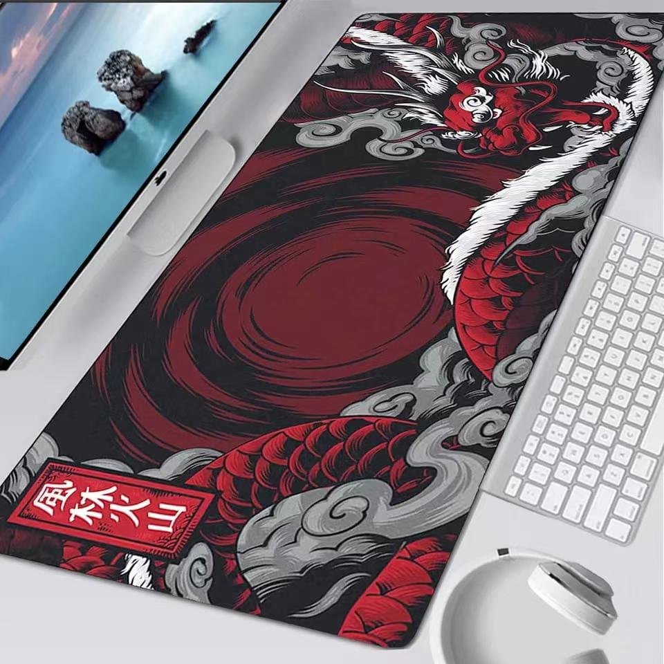 Dragon Mouse Pad Black and White Deskmat Playmat Laptop Japan Anime Gaming Keyboard Rubber Pad Pad on The Table Mouse Mat Pc Rug