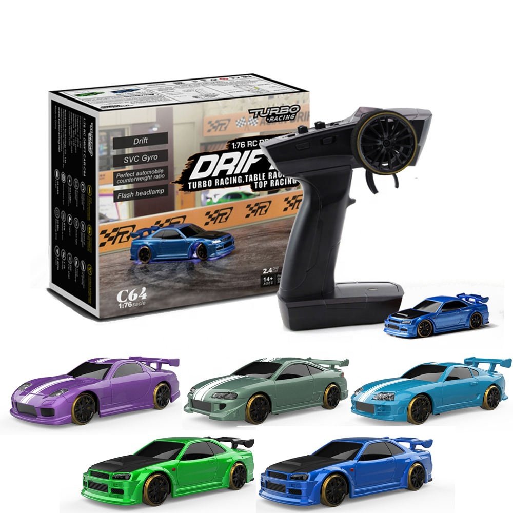 New Product 2024 turbo Racing Micro 1:76 Drift RC Car With Gyro Radio Remote Control Toys RTR For Kids and Adults mini cars gt