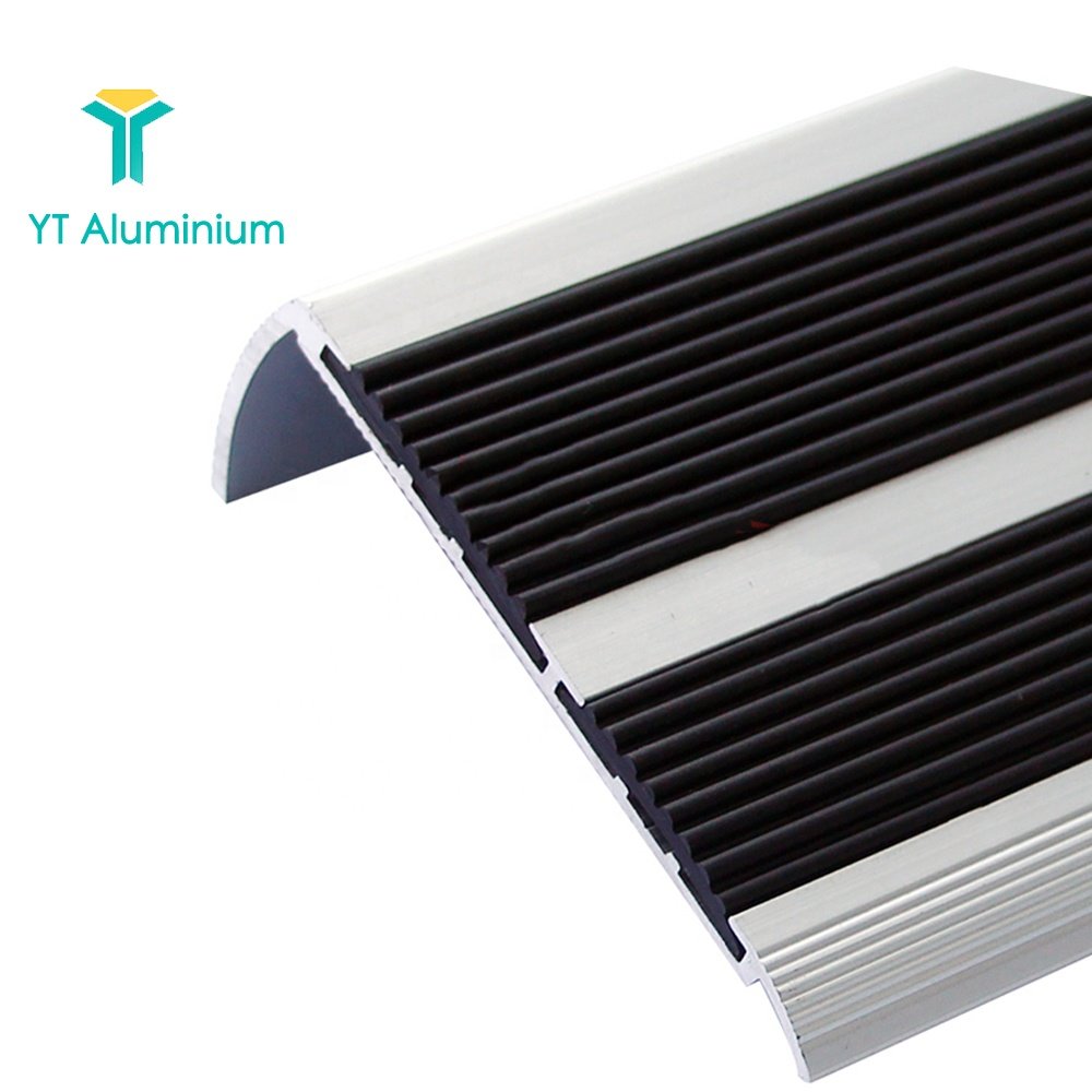 Aluminum Anti Slip Double Rubber 90cm Length Stair Nosing For Stair Edging