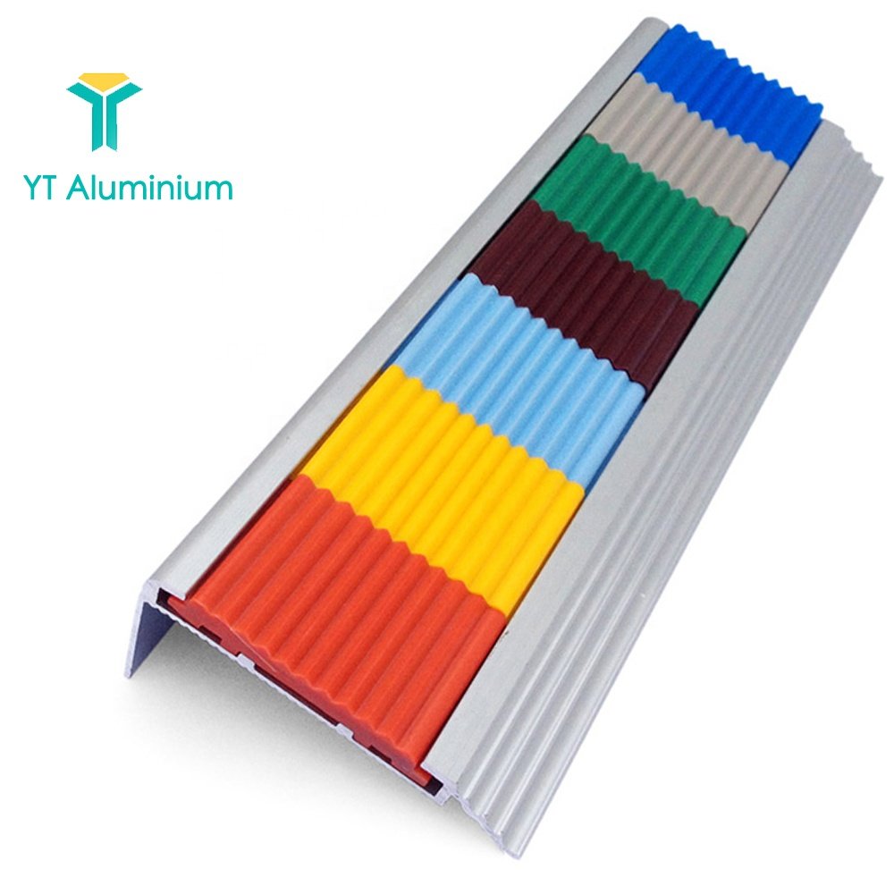 Aluminum Anti Slip Double Rubber 90cm Length Stair Nosing For Stair Edging