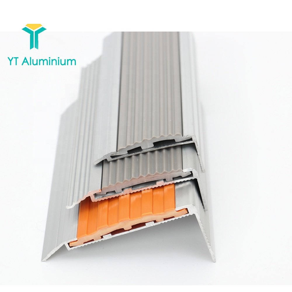 Aluminum Anti Slip Double Rubber 90cm Length Stair Nosing For Stair Edging