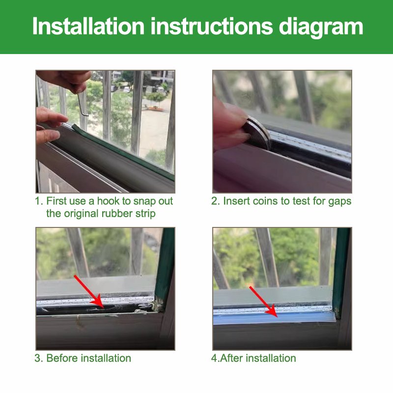Aluminum door and window sealing strips to fix glass gap 90-type sliding window rubber skin strips