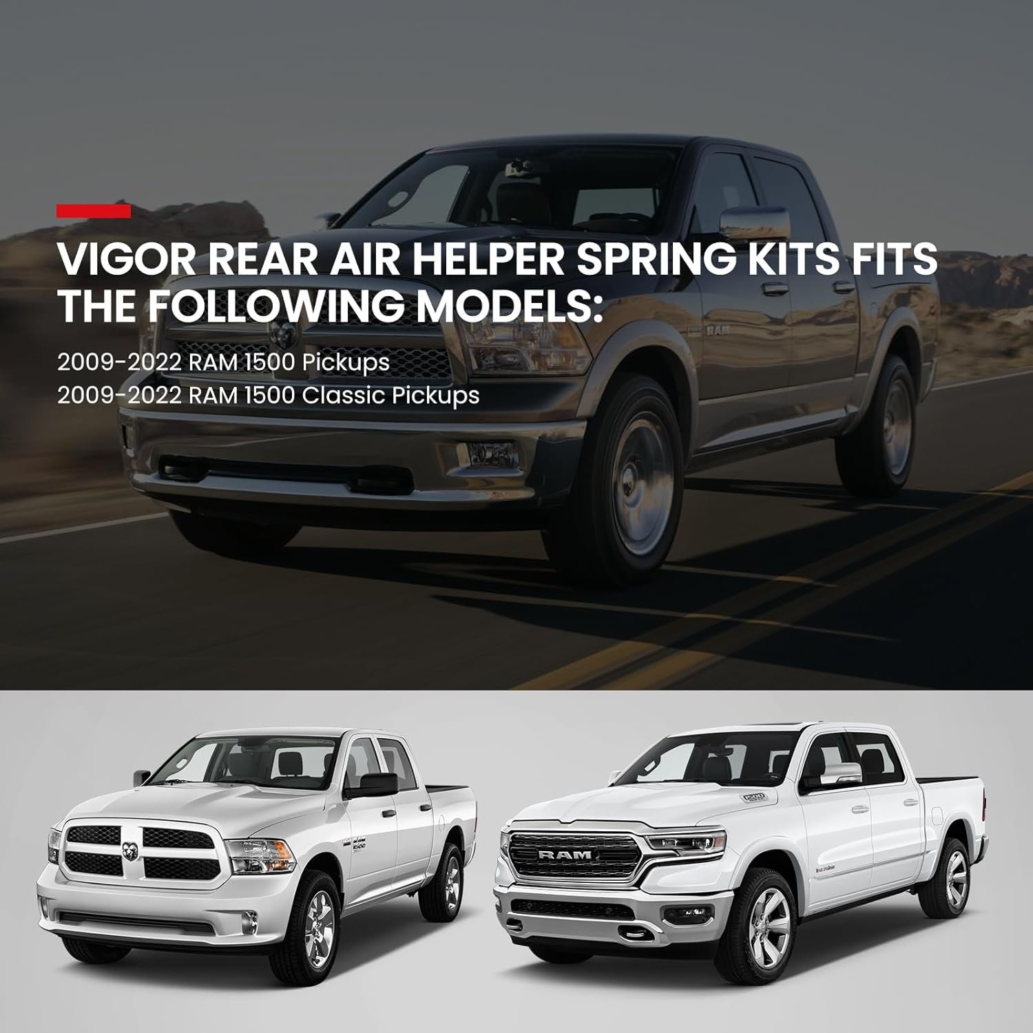 4000 lbs Rear Air Springs Suspension Bag Leveling Kit Compatible for 2009-2023 Ram 1500/1500 Classic Pickups