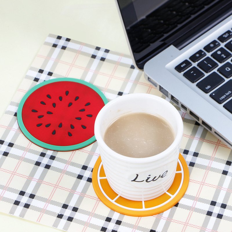 Custom 2D Soft Pvc Fruit Design Cup Mat Rubber Customized Coasters