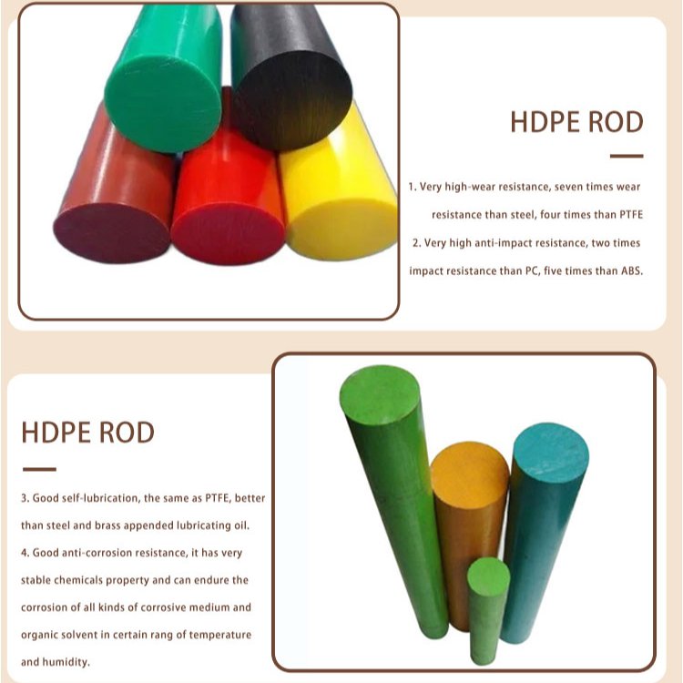 wear resistance High Density Natural Polyethylene100mm black hdpe plastic pe rod