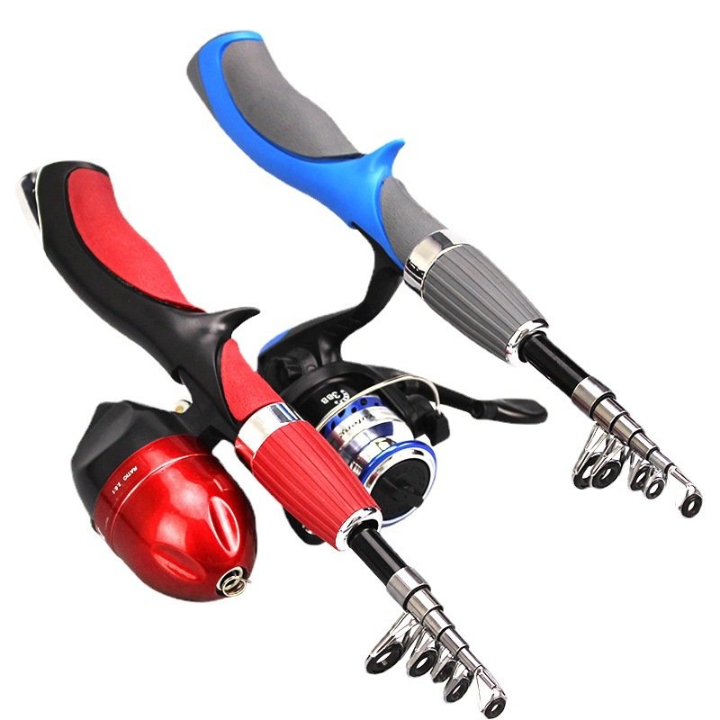 Factory cheap 1.2m 1.4m casting telescopic fishing rod and spincast spinning reel combo set gear for kids beginner