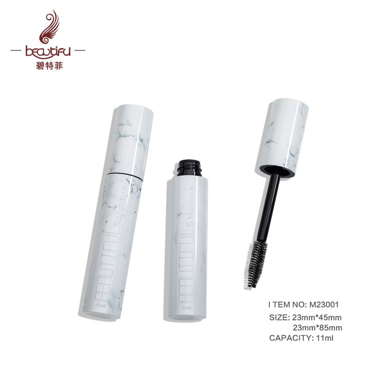Large size empty 11ml metal/aluminum mascara cosmetics tube/bottle/container/packaging with marble print and thicker/bigger rod