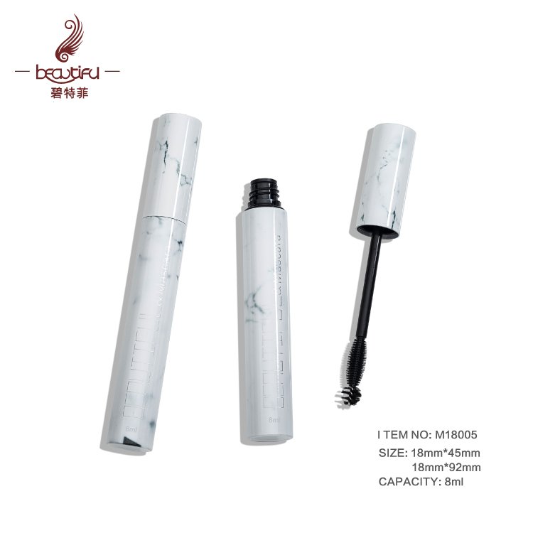Large size empty 11ml metal/aluminum mascara cosmetics tube/bottle/container/packaging with marble print and thicker/bigger rod