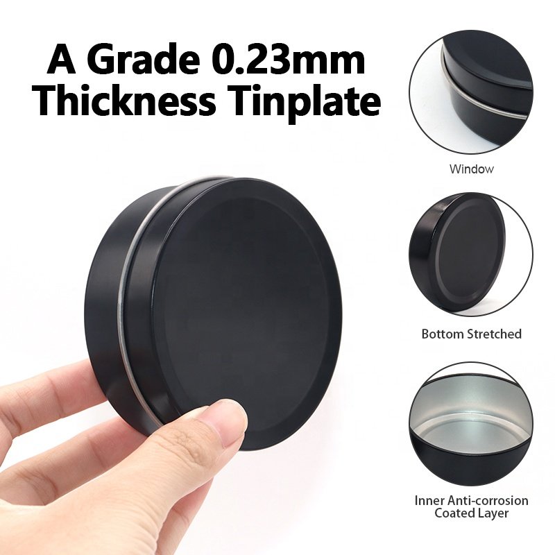 Square Candle Tin With Lid 40Z Candle Tins Luxury Empty Tinplate Box Cans For Candles 2 Oz Black Tin