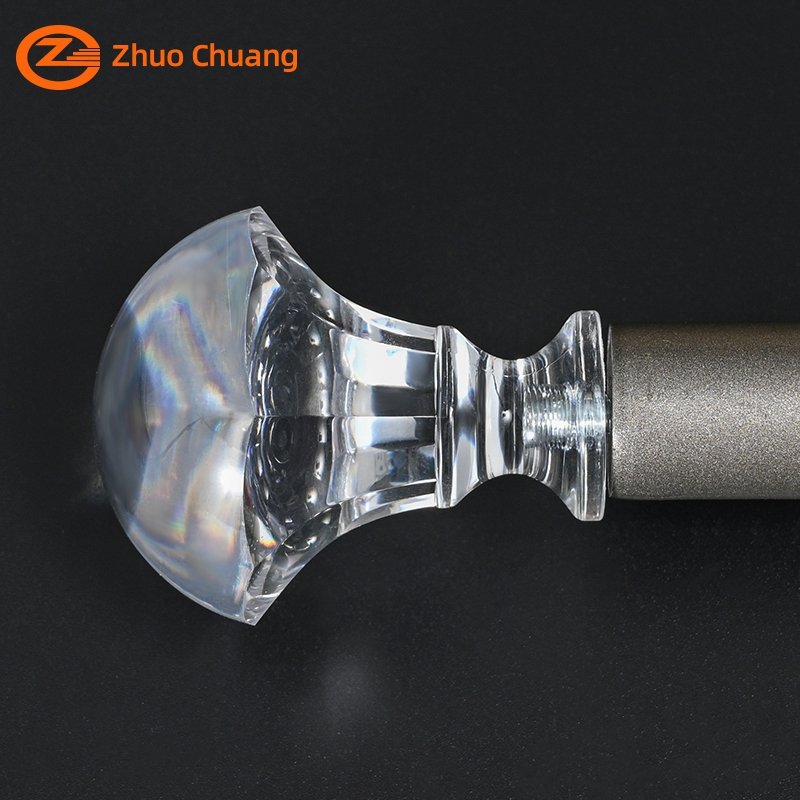 Wholesale Curtain Rod Finial Transparent Crystal Curtain Rod Accessories 40mm*45mm Mushroom Shaped Curtain Finial