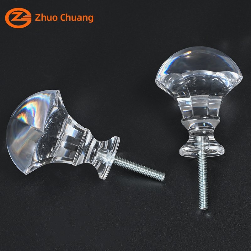 Wholesale Curtain Rod Finial Transparent Crystal Curtain Rod Accessories 40mm*45mm Mushroom Shaped Curtain Finial