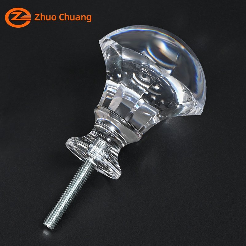 Wholesale Curtain Rod Finial Transparent Crystal Curtain Rod Accessories 40mm*45mm Mushroom Shaped Curtain Finial