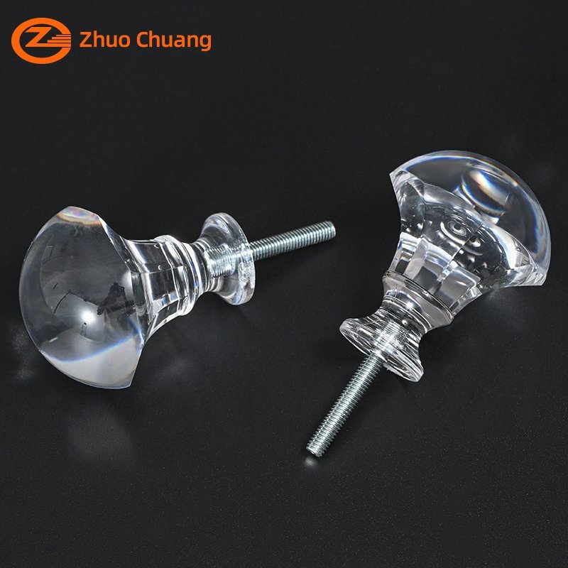 Wholesale Curtain Rod Finial Transparent Crystal Curtain Rod Accessories 40mm*45mm Mushroom Shaped Curtain Finial