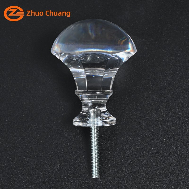 Wholesale Curtain Rod Finial Transparent Crystal Curtain Rod Accessories 40mm*45mm Mushroom Shaped Curtain Finial