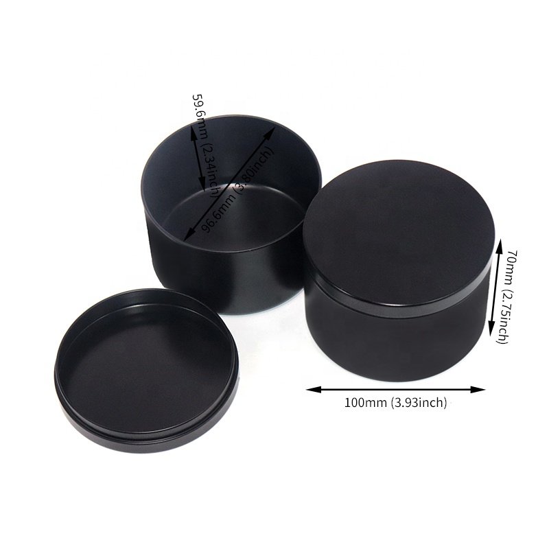 XPD 4oz 8oz 16oz Empty Luxury Metal Round Candle Tins Jar With Lids Black Scented Candle Tin Cans