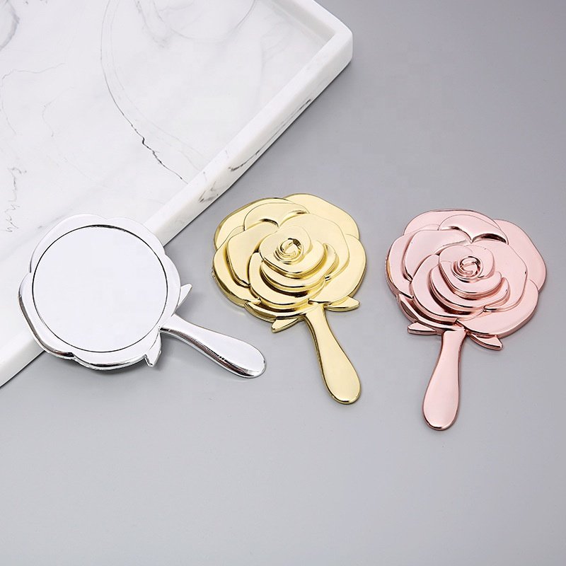 2022 New Colors Flowers Rose Design Handheld Mirror Pocket Vintage Mirror Makeup Mirror Beauty Makeup Tools Espejo