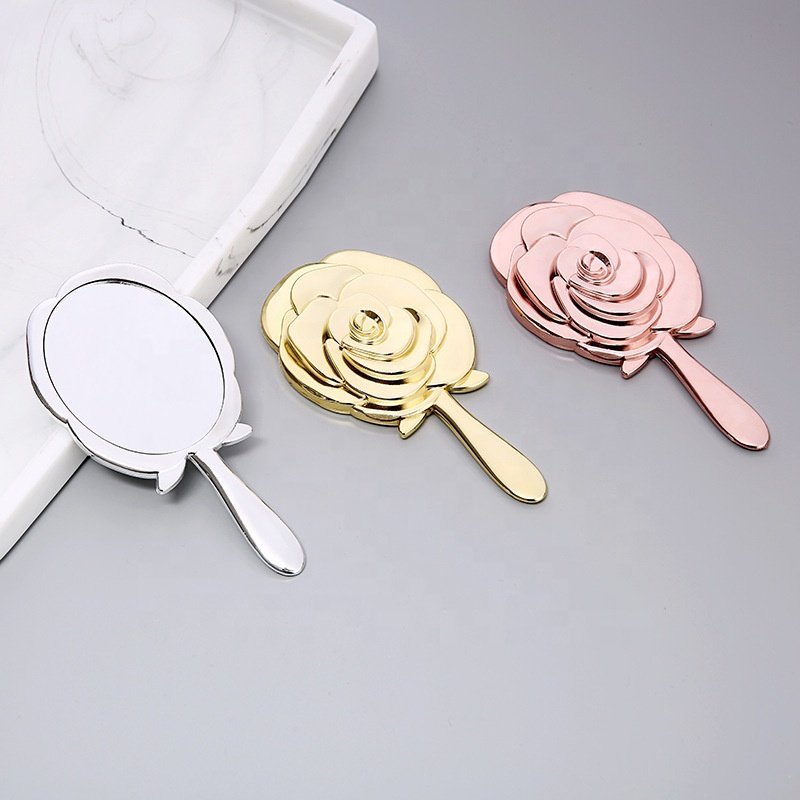 2022 New Colors Flowers Rose Design Handheld Mirror Pocket Vintage Mirror Makeup Mirror Beauty Makeup Tools Espejo