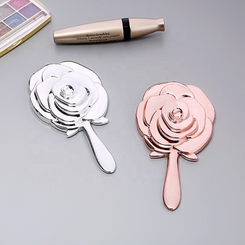2022 New Colors Flowers Rose Design Handheld Mirror Pocket Vintage Mirror Makeup Mirror Beauty Makeup Tools Espejo